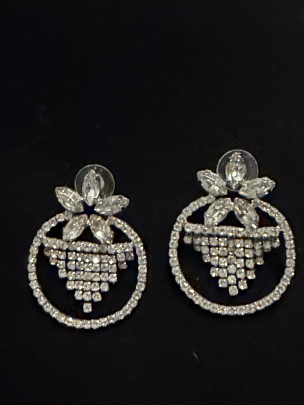 Crystal Floral Drop pierced post style earrings - Picture 2 of 4